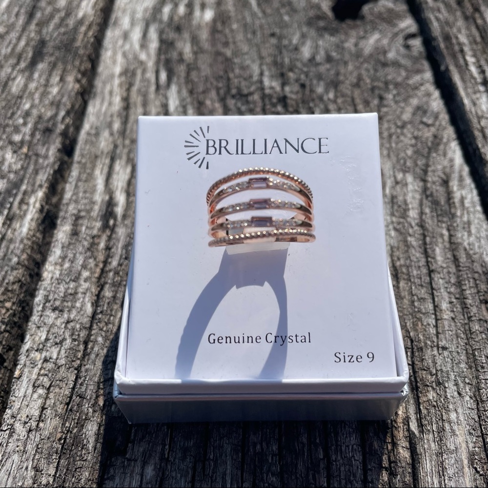7, 8, 9 NWT brilliant genuine crystal rose gold plated ring - Picture 6 of 12